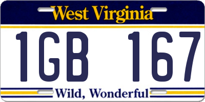 WV license plate 1GB167