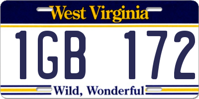 WV license plate 1GB172