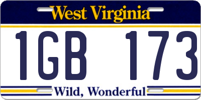 WV license plate 1GB173