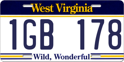 WV license plate 1GB178