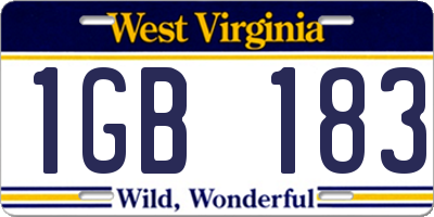 WV license plate 1GB183