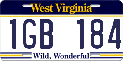 WV license plate 1GB184