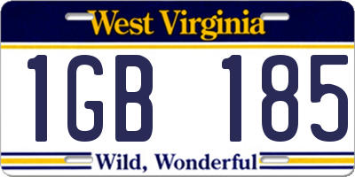 WV license plate 1GB185