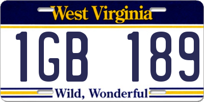 WV license plate 1GB189