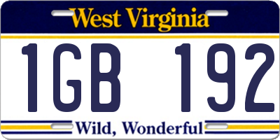 WV license plate 1GB192