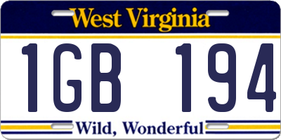 WV license plate 1GB194