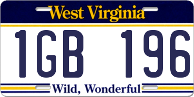 WV license plate 1GB196