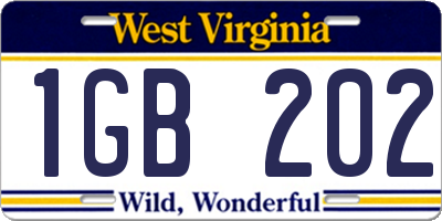 WV license plate 1GB202