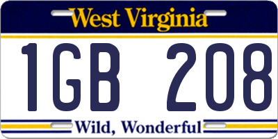 WV license plate 1GB208