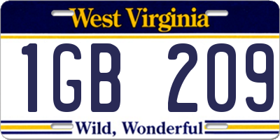 WV license plate 1GB209