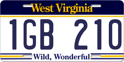 WV license plate 1GB210