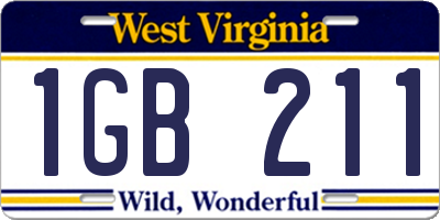 WV license plate 1GB211