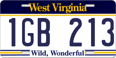 WV license plate 1GB213