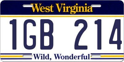 WV license plate 1GB214