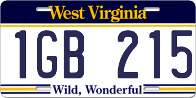 WV license plate 1GB215