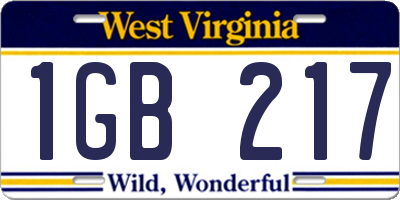 WV license plate 1GB217