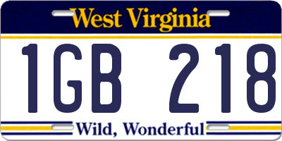 WV license plate 1GB218