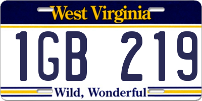 WV license plate 1GB219