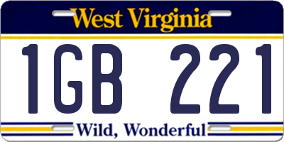 WV license plate 1GB221