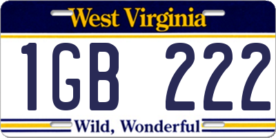 WV license plate 1GB222