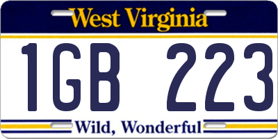WV license plate 1GB223