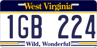 WV license plate 1GB224