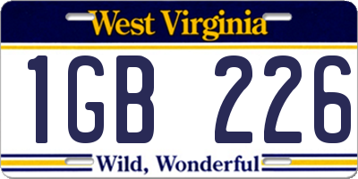 WV license plate 1GB226