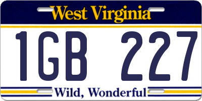 WV license plate 1GB227