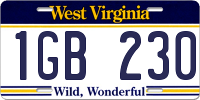 WV license plate 1GB230