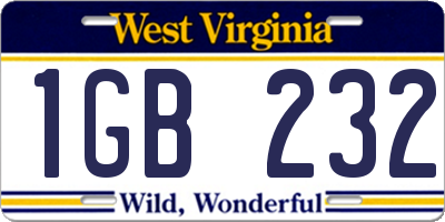 WV license plate 1GB232