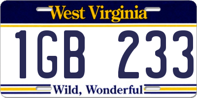 WV license plate 1GB233