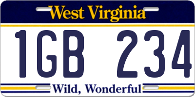 WV license plate 1GB234