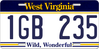 WV license plate 1GB235