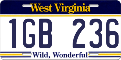 WV license plate 1GB236