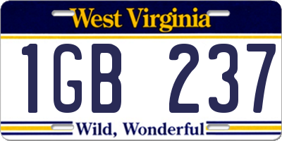 WV license plate 1GB237