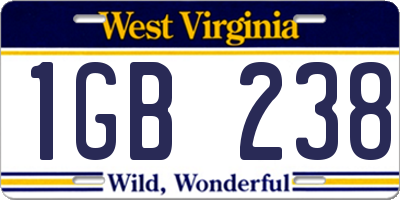 WV license plate 1GB238