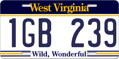 WV license plate 1GB239