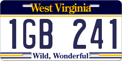 WV license plate 1GB241