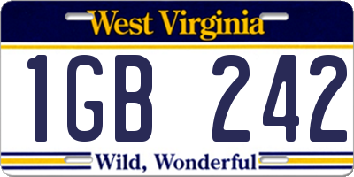 WV license plate 1GB242
