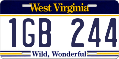 WV license plate 1GB244