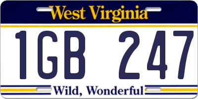 WV license plate 1GB247