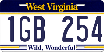 WV license plate 1GB254