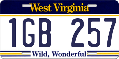 WV license plate 1GB257