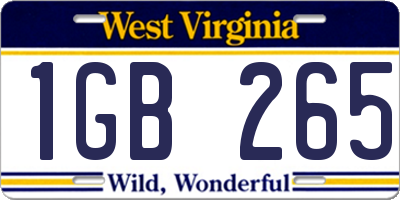 WV license plate 1GB265