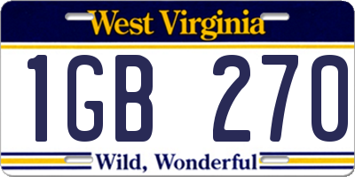 WV license plate 1GB270