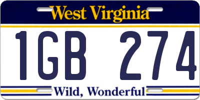 WV license plate 1GB274