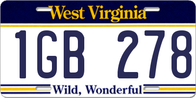 WV license plate 1GB278