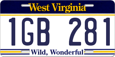 WV license plate 1GB281