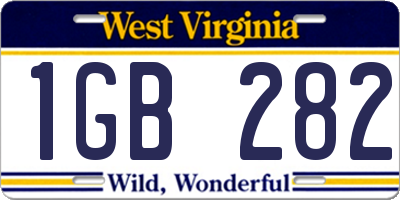 WV license plate 1GB282