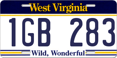 WV license plate 1GB283